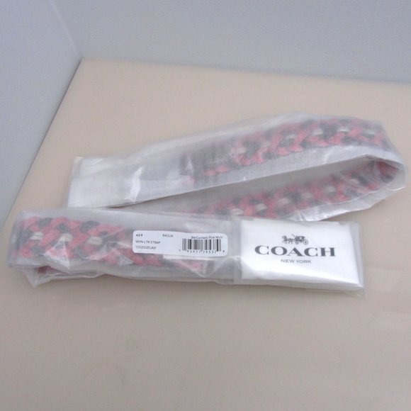Coach NWT $150 Interchangeable Strap Weaving 624 Pink Burgundy Brass RETAIL - Picture 10 of 12
